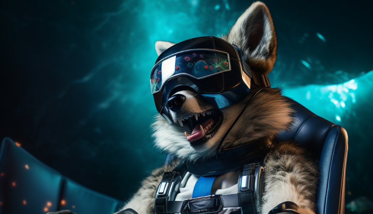 Rocket Rhymes furry wolf rocket league gamer with vr goggles